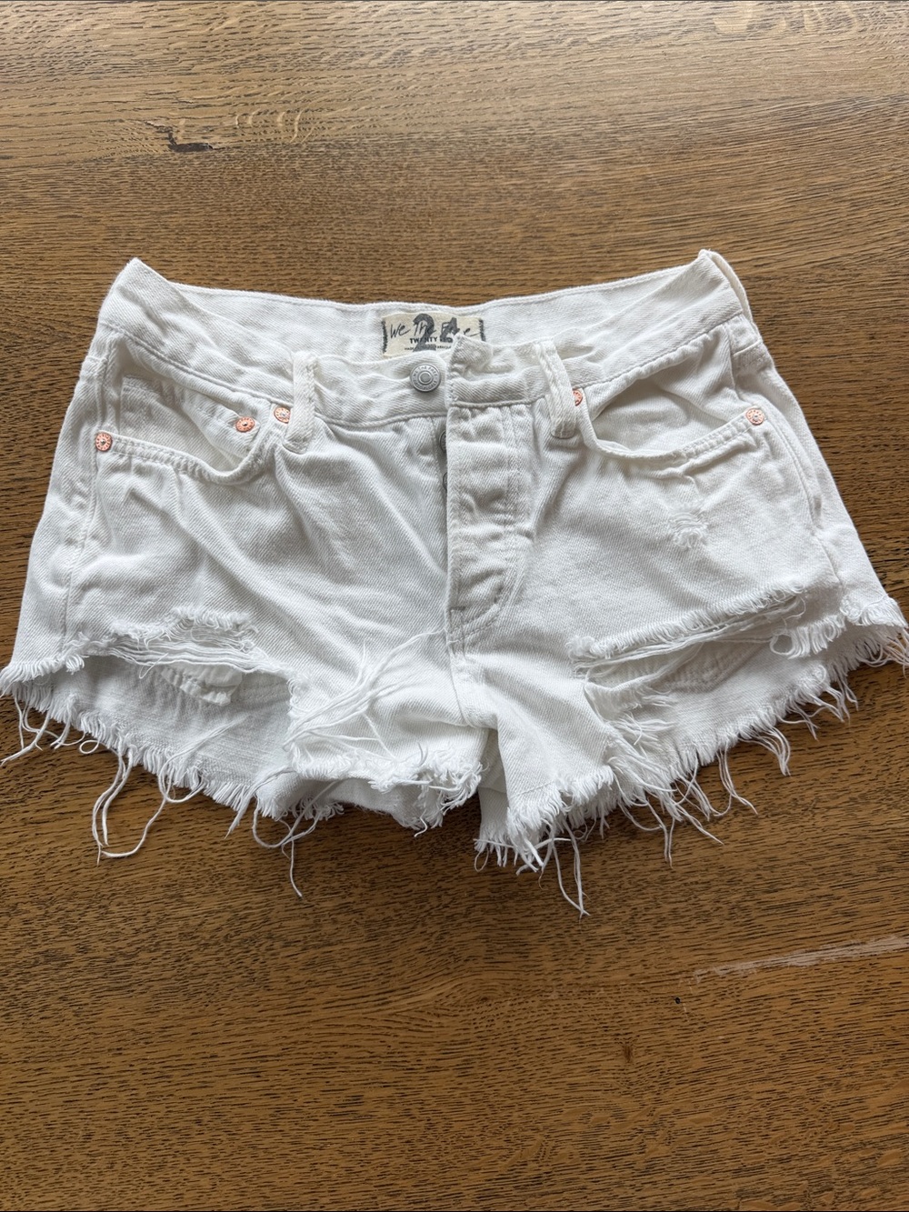 We The Free White Distressed Jean Shorts